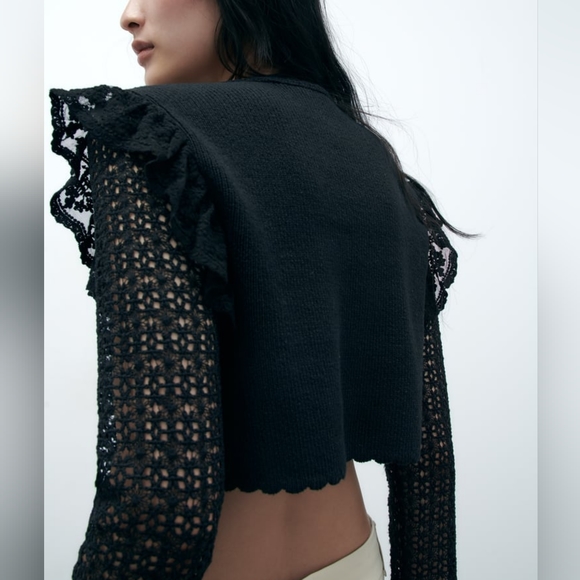 ZARA LIMITED EDITION COMBINATION KNIT CARDIGAN - Picture 4 of 10